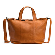 MUUD Hiba Whisky - Handgemaakt leren shopper met opbergvakken 27x29cm