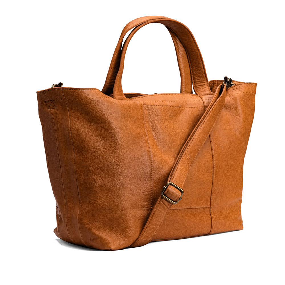 Hibawhiskybackside — gemaakt met MUUD Hiba Whisky - Handgemaakt leren shopper met opbergvakken 27x29cm