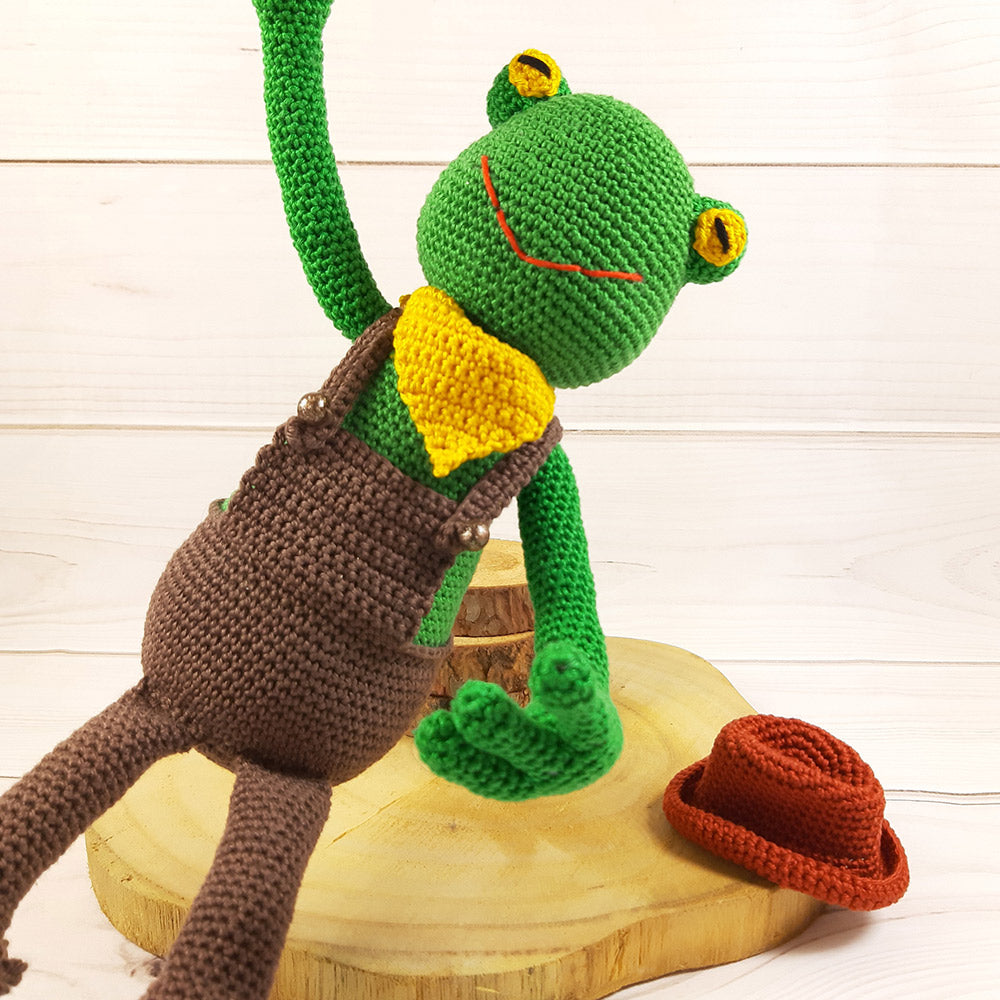 Nelson de kikker — gemaakt met Nelson de Kikker en zijn Banjo - CB's Creations Haakpakket (3)