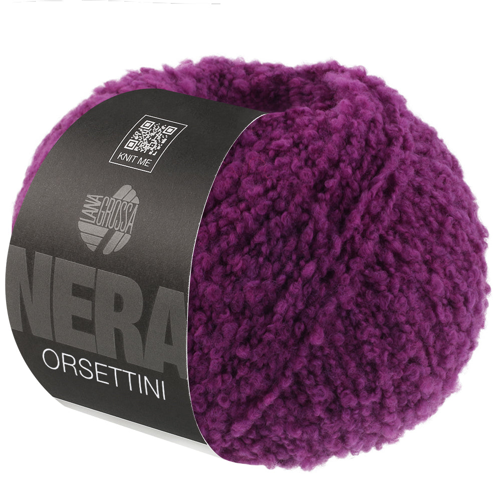 Lana Grossa Orsettini 002 Roodviolet bol bouclégaren in kleur Roodviolet