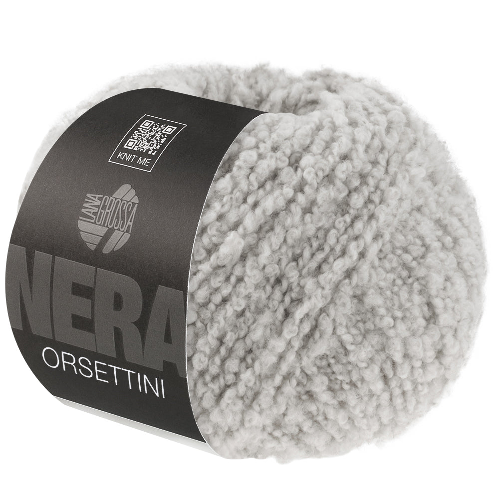 Lana Grossa Orsettini 008 Lichtgrijs bol bouclégaren in kleur Lichtgrijs