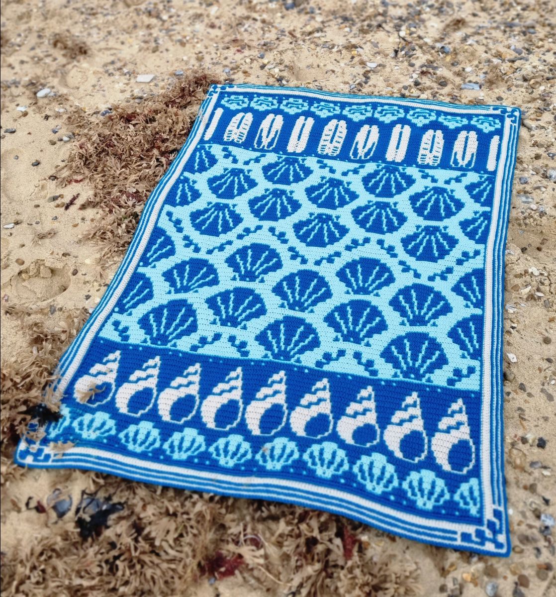 On the seashore detailfoto — gemaakt met On the Seashore Blanket CAL Garenpakket