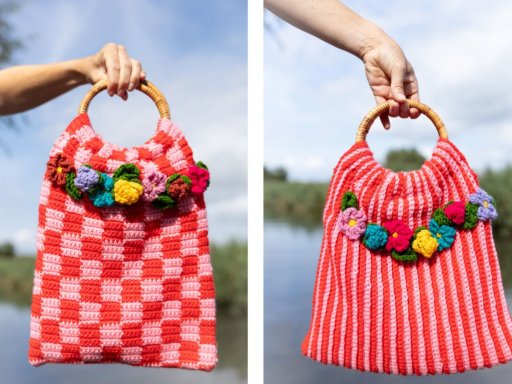 Durable Dream Bags haakpakket voor gehaakte tas met kleurrijke bloemen