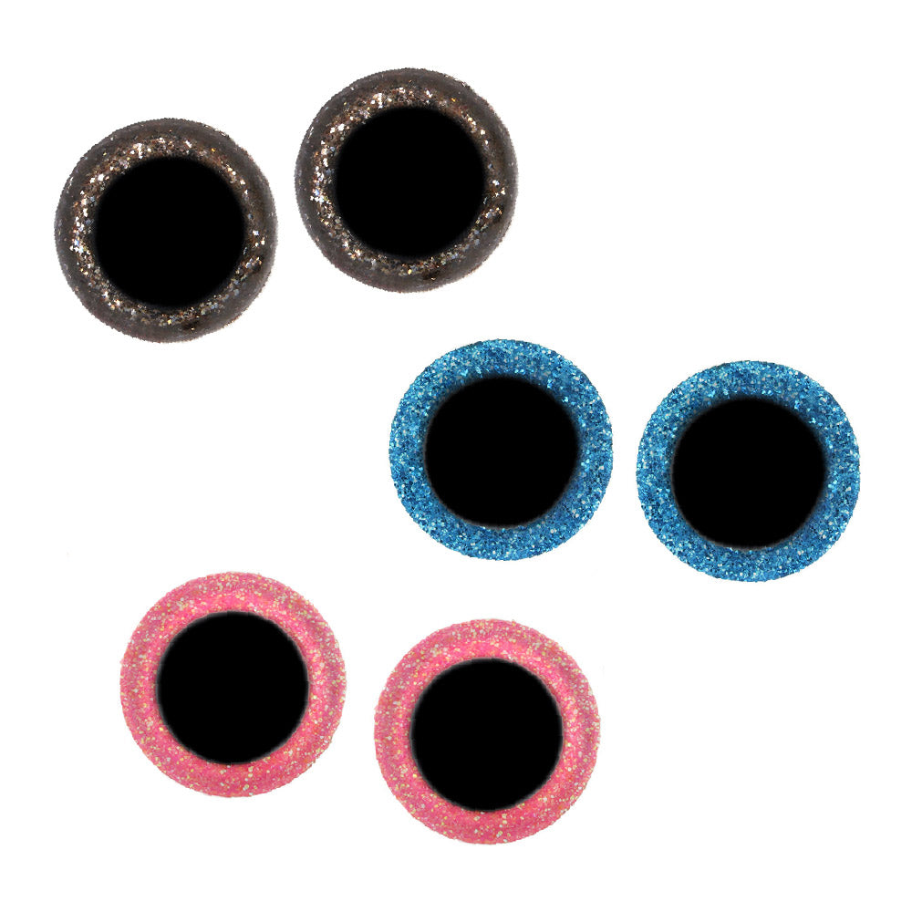 Opry Glitter dierenogen tweekleurig 8-18mm goud / blauw / roze. 60st