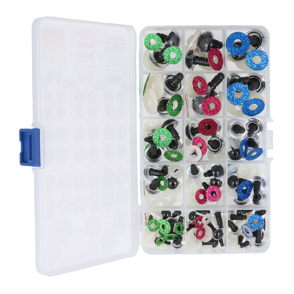Ast — gemaakt met Opry Glitter dierenogen tweekleurig 8-18mm groen / roze / blauw. 60st (2)