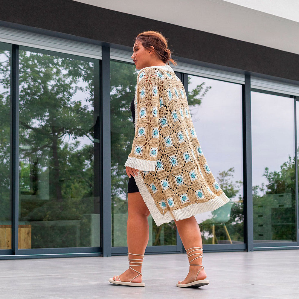 Patroon breien haken dames jas lente zomer katia — gemaakt met Panama Granny Square Lang Vest patroon (download) (Digital) (2)