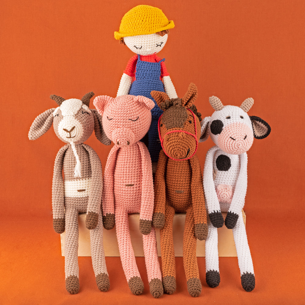 Groepsfoto met boer — gemaakt met Patronenbundel Yarn and Colors On the Farm
