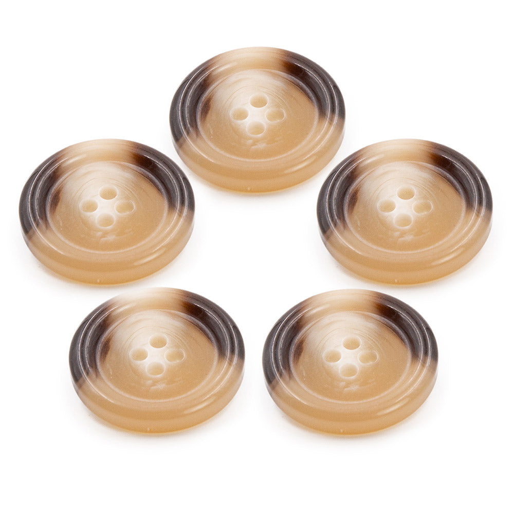 PPY Knopen Glanshoorn-Effect Set 5 Stuks 1170 Suède 25 mm 4-gaats knopen