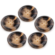 PPY Knopen Glanshoorn-Effect Set 5 Stuks 2170 Donkerbruin 15 mm 4-gaats knopen