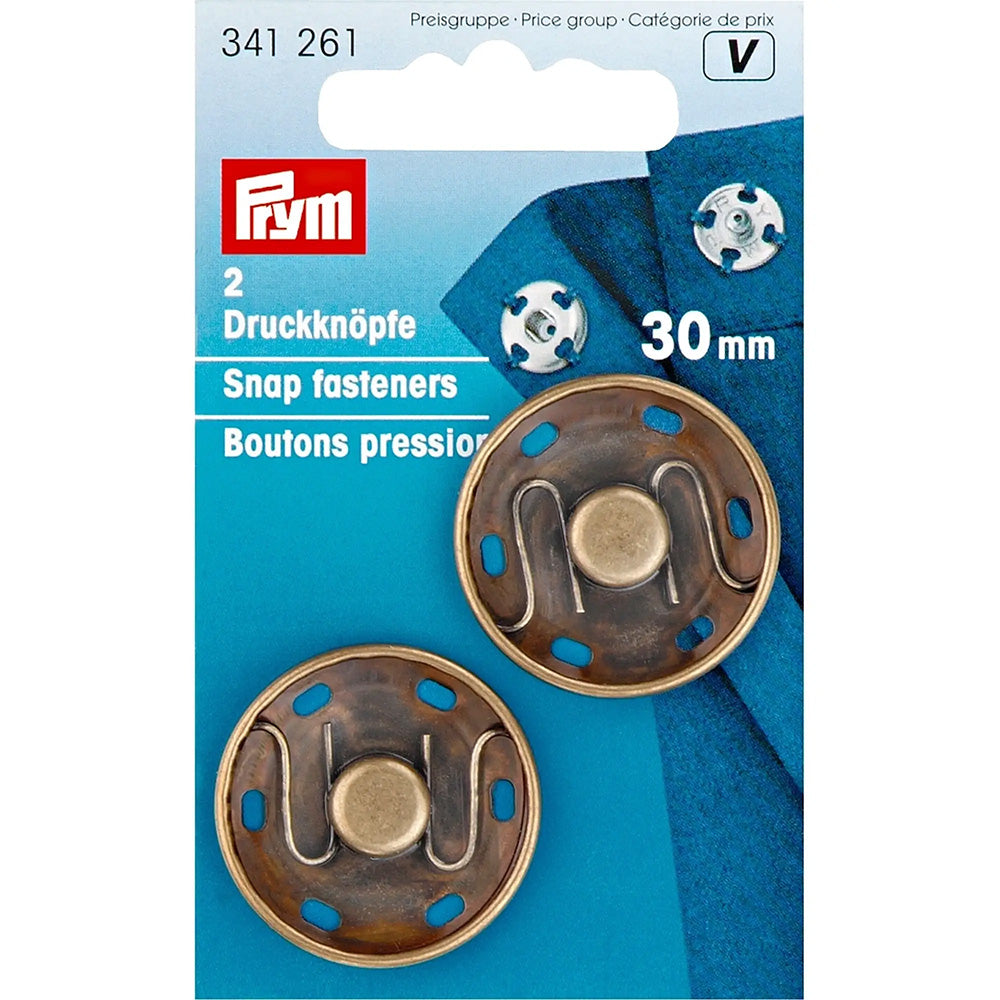 Prym Aannaaidrukknopen Oudmessing 30 mm