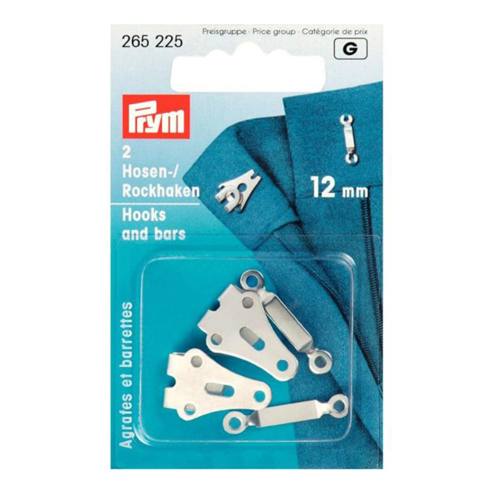 Prym Broek- en Rokhaken met Staafjes Zilver 12 mm