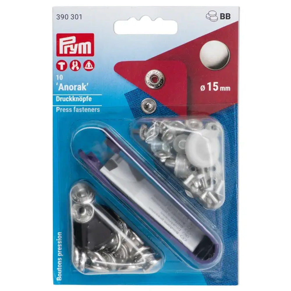 Prym Naaivrije Drukknopen Anorak 15 mm 02 Zilver