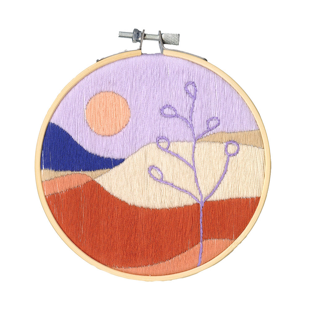 ReStyle Borduurpakket Woestijn met zon en bloem 12,7cm rond