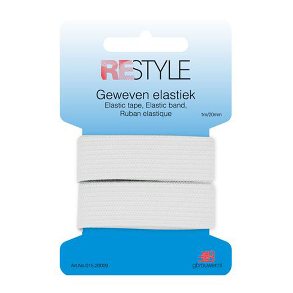 Restyle Geweven Elastiek 20 mm x 1 meter 009 Wit