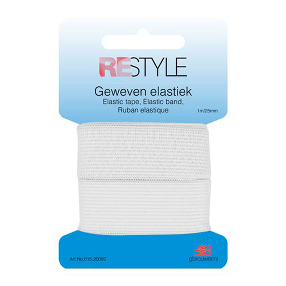 Restyle Geweven Elastiek 25 mm x 1 meter 009 Wit