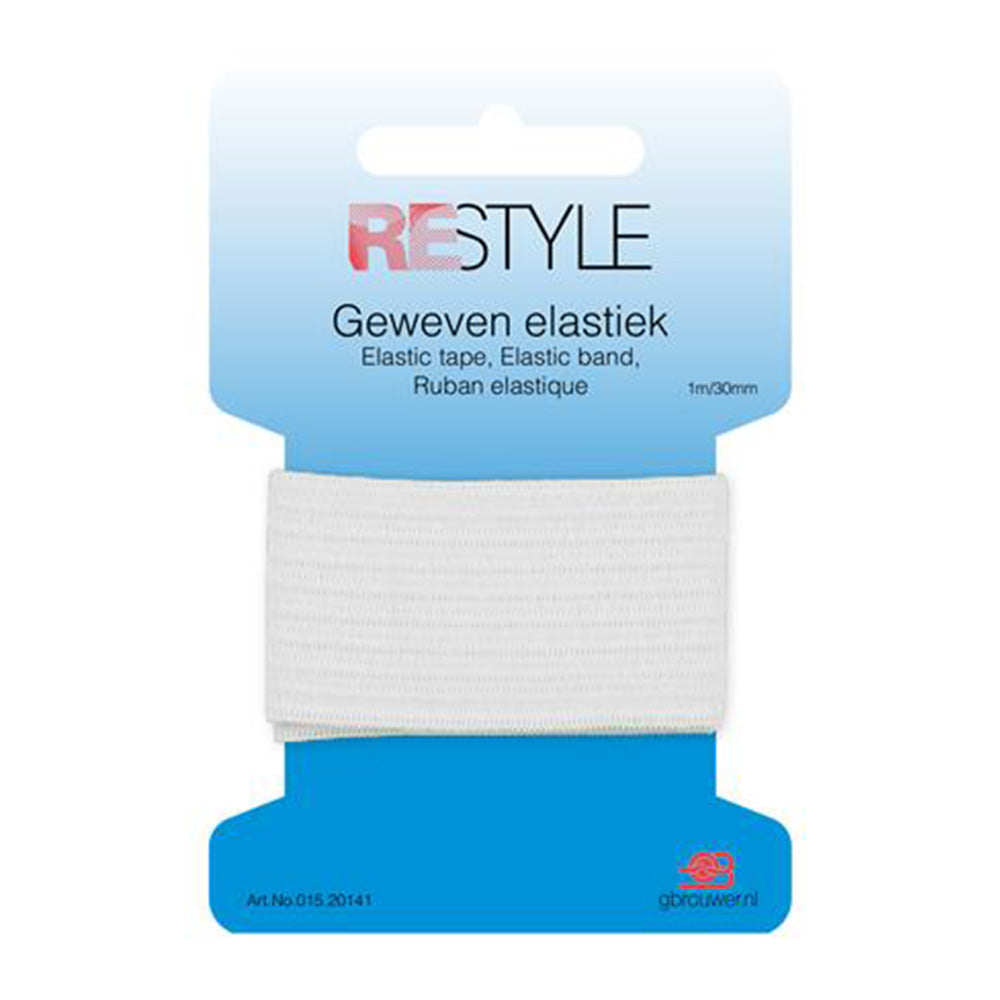 Restyle Geweven Elastiek 30 mm x 1 meter 009 Wit