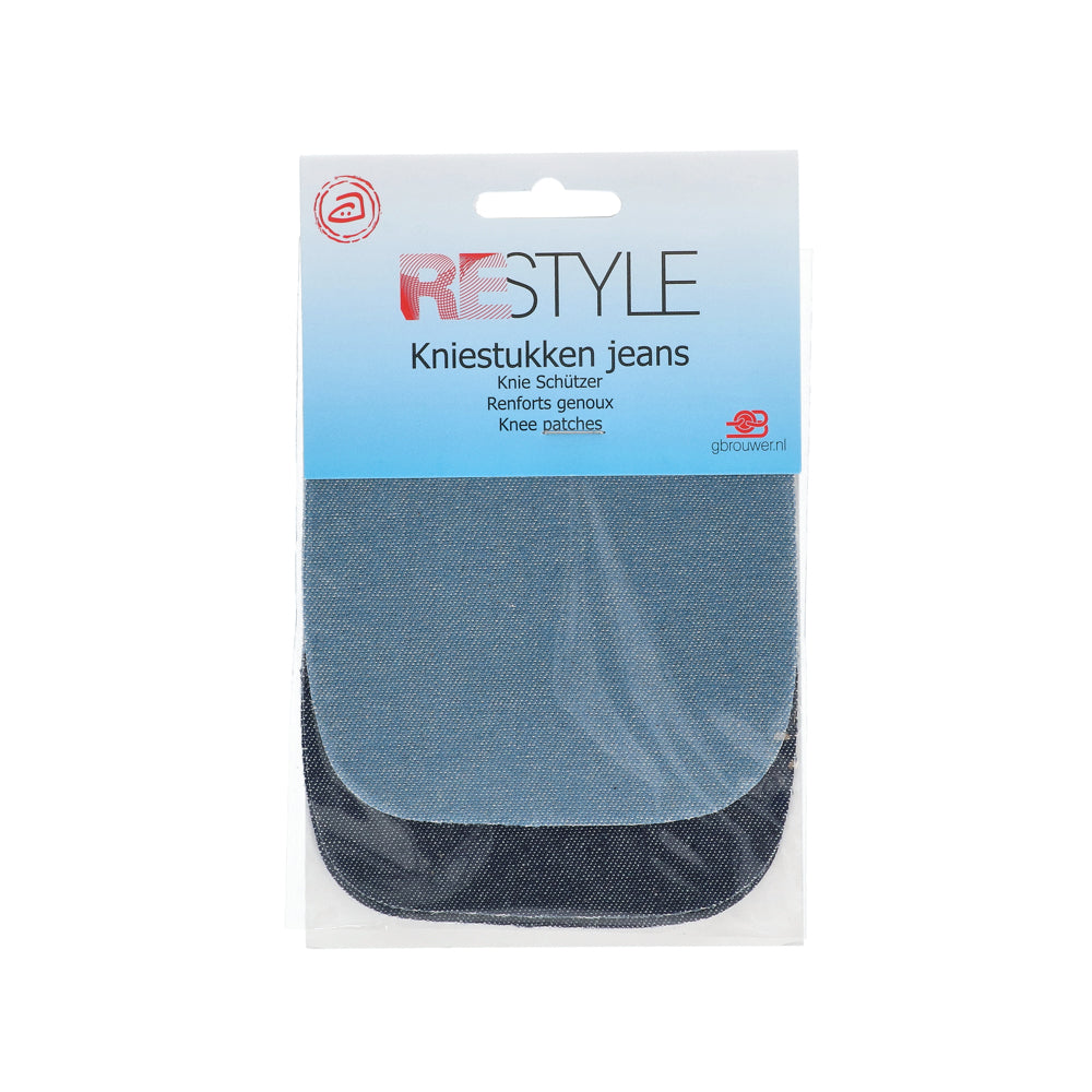 Restyle Kniestukken Jeans 10 cm x 9 cm Opstrijkbaar (2 stuks)