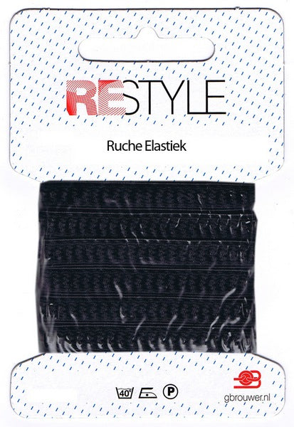 Restyle Ruche Elastiek 2m/10mm Zwart (2)