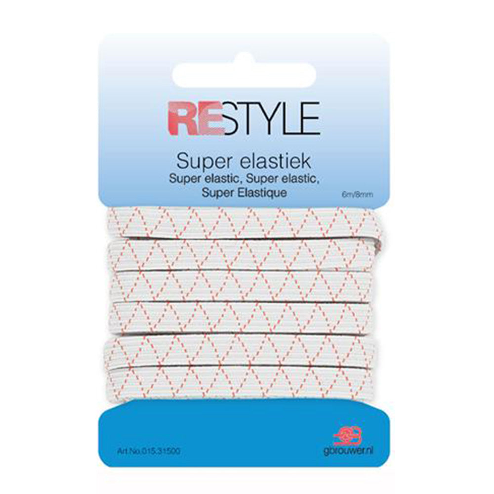 Restyle Super Elastiek 8 mm x 6 meter 009 Wit