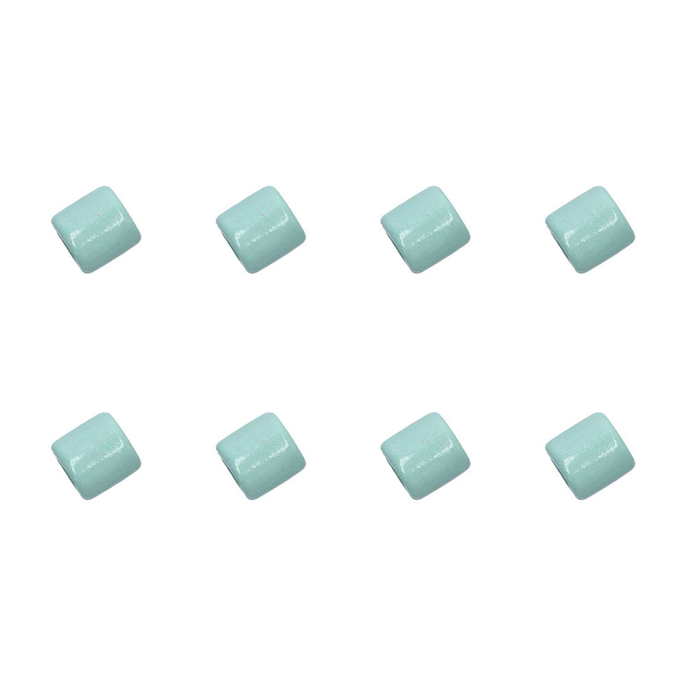 Rico Macramé Houten Kralen 17x17mm Turquoise - 8 stuks