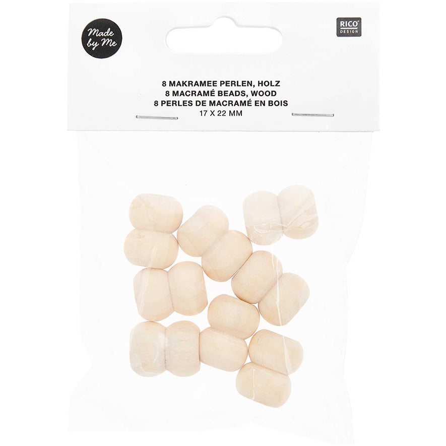 Rico Macramé Houten Kralen 17x22mm Natural - 8 stuks (2)