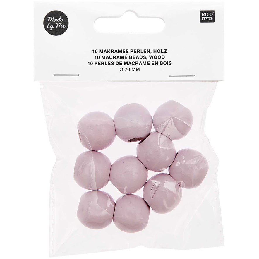 Rico Macramé Houten Kralen 20mm Pink - 10 stuks (2)