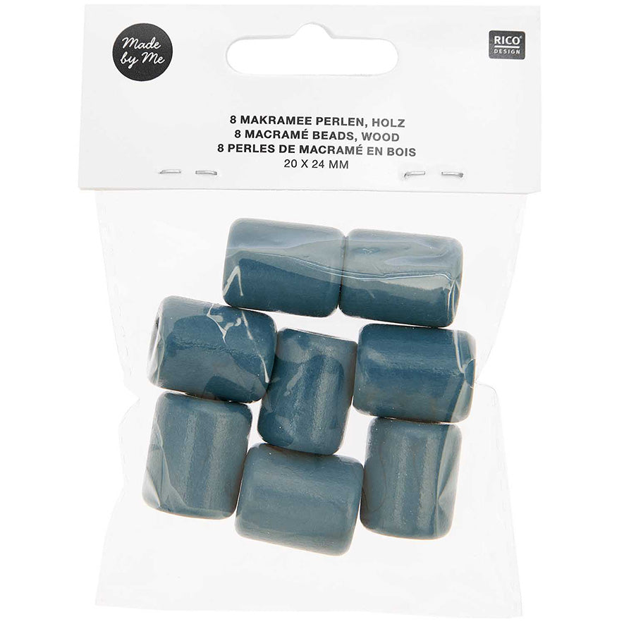 Rico Macramé Houten Kralen 20x24mm Teal - 8 stuks (2)
