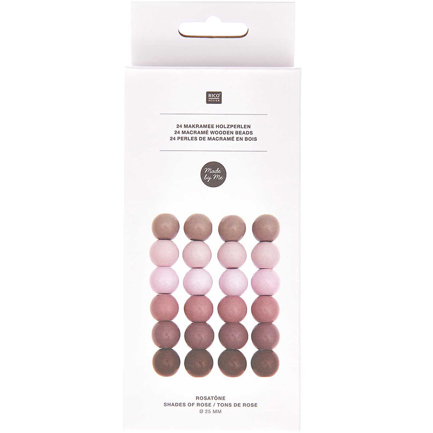 Rico Macramé Houten Kralen 25mm Shades of Rose -  24 stuks (2)