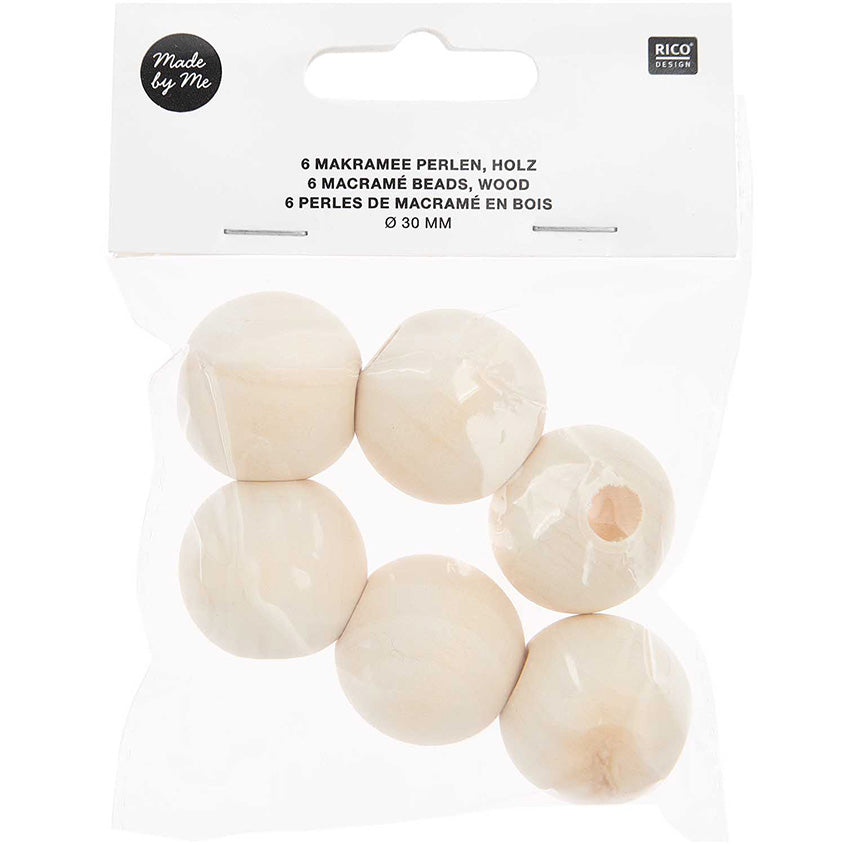 Rico Macramé Houten Kralen 30mm - 6 stuks (2)