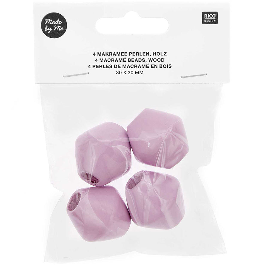 Rico Macramé Houten Kralen 30x30mm Lilac - 4 stuks (2)