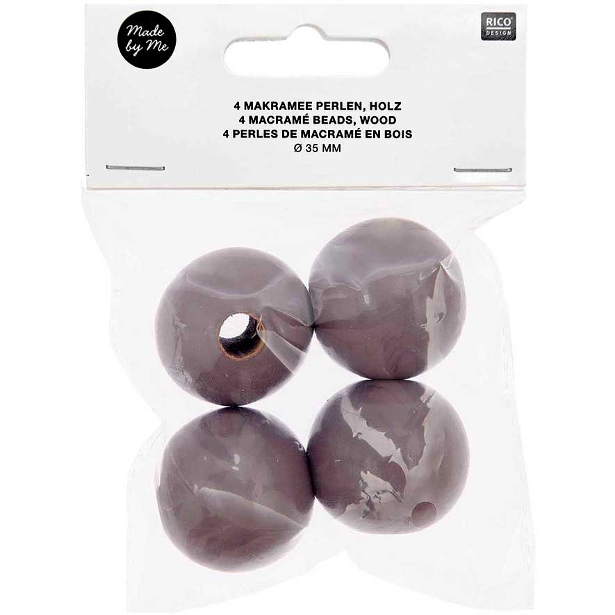 Rico Macramé Houten Kralen 35mm Grey - 4 stuks (2)