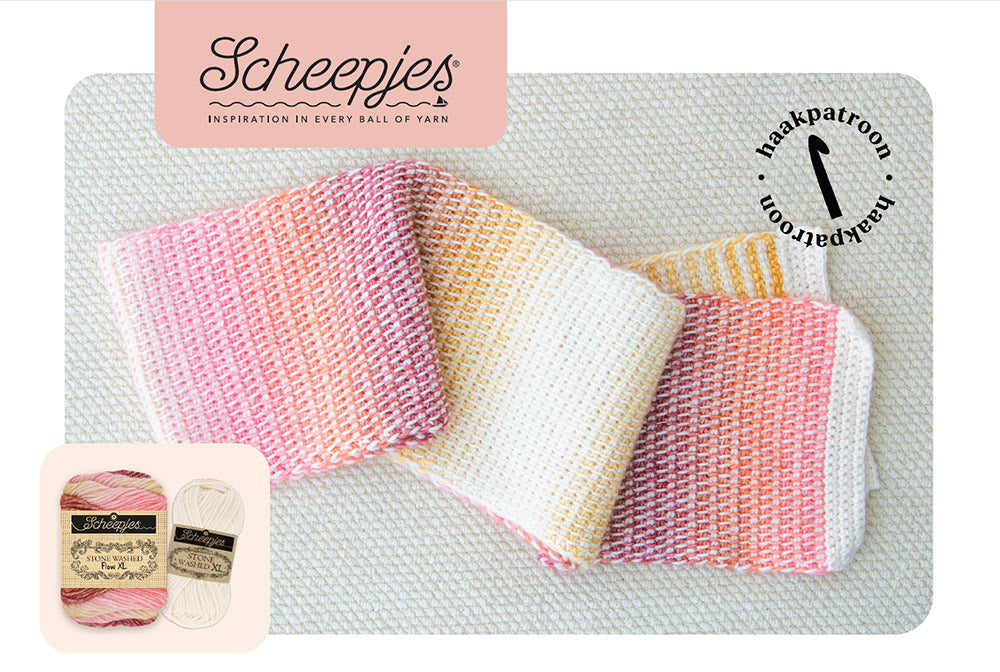 Blissful scarf — gemaakt met Scheepjes Blissful Scarf Haakpakket Stone Washed XL Flow Kleurkeuze