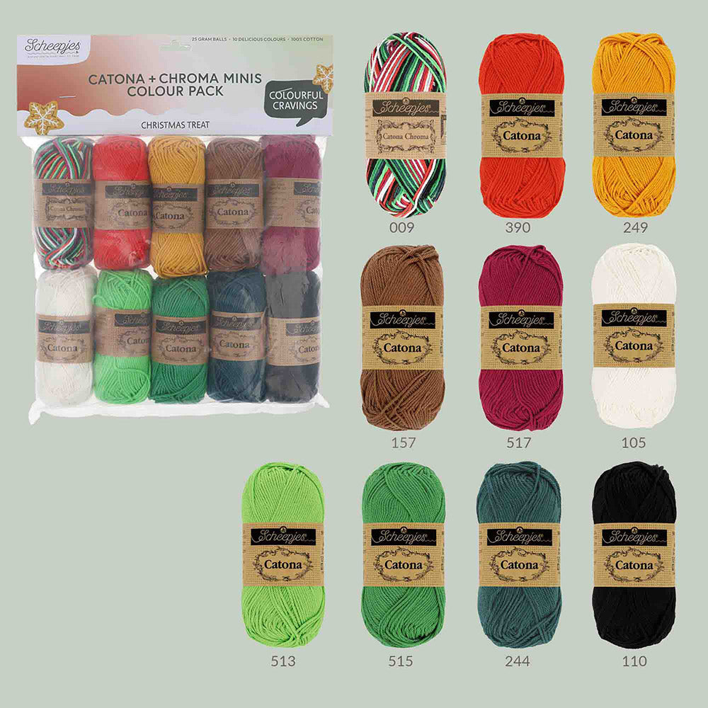 Scheepjes Catona en Chroma Colour Pack Christmas Treat 10x25g