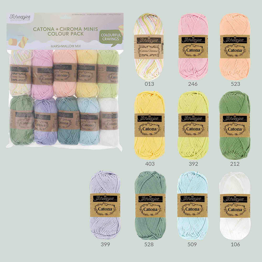 Scheepjes Catona en Chroma Colour Pack Marshmellow Mix 10x25g