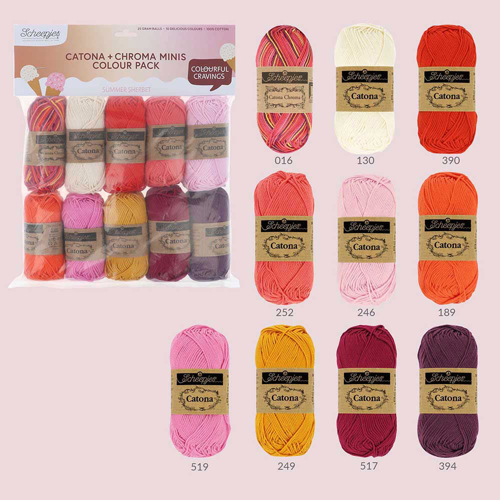 Scheepjes Catona en Chroma Colour Pack Summer Sherbet 10x25g