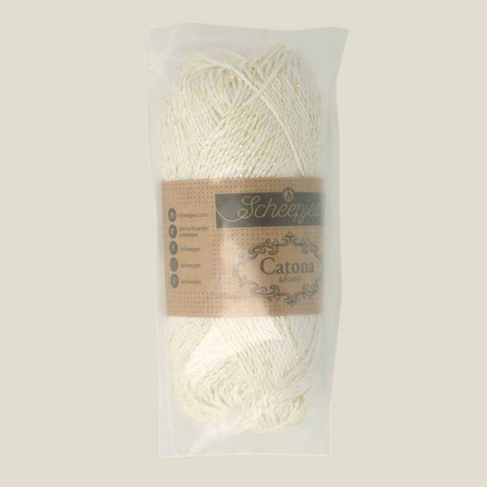 Scheepjes Catona Shine 50g 105-G Bridal White - Gold (3)