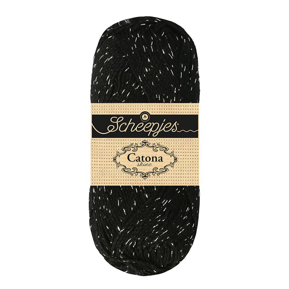 Scheepjes Catona Shine 50g 110-S Jet Black - Silver