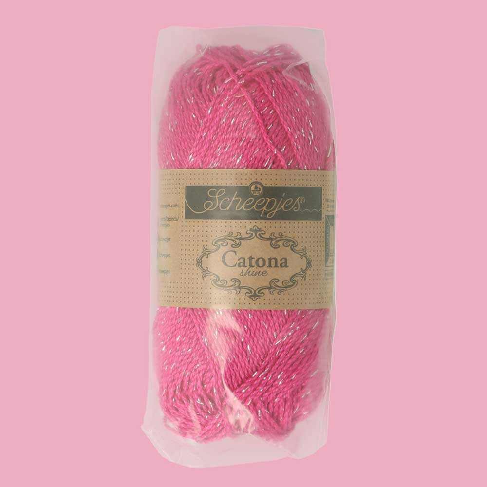 Scheepjes Catona Shine 50g 114-S Shocking Pink - Silver (3)