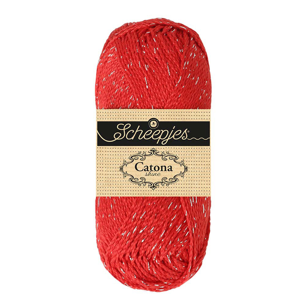 Scheepjes Catona Shine 50g 115-S Hot Red - Silver