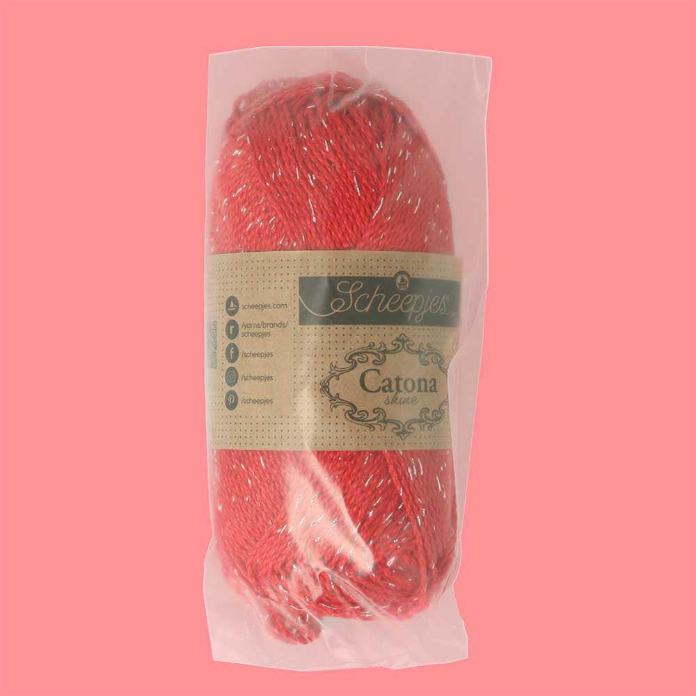 Scheepjes Catona Shine 50g 115-S Hot Red - Silver (3)