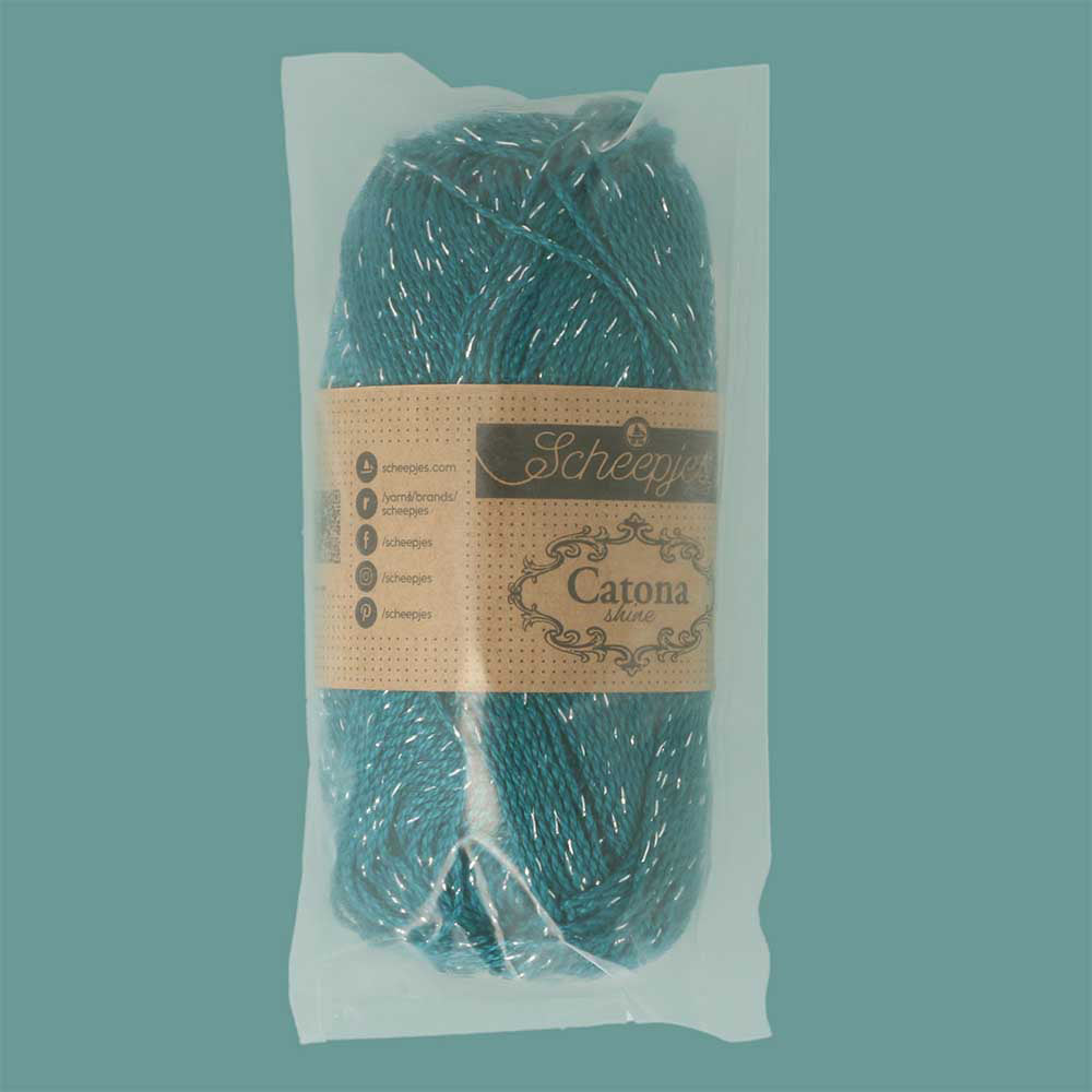 Scheepjes Catona Shine 50g 401-S Dark Teal - Silver (3)