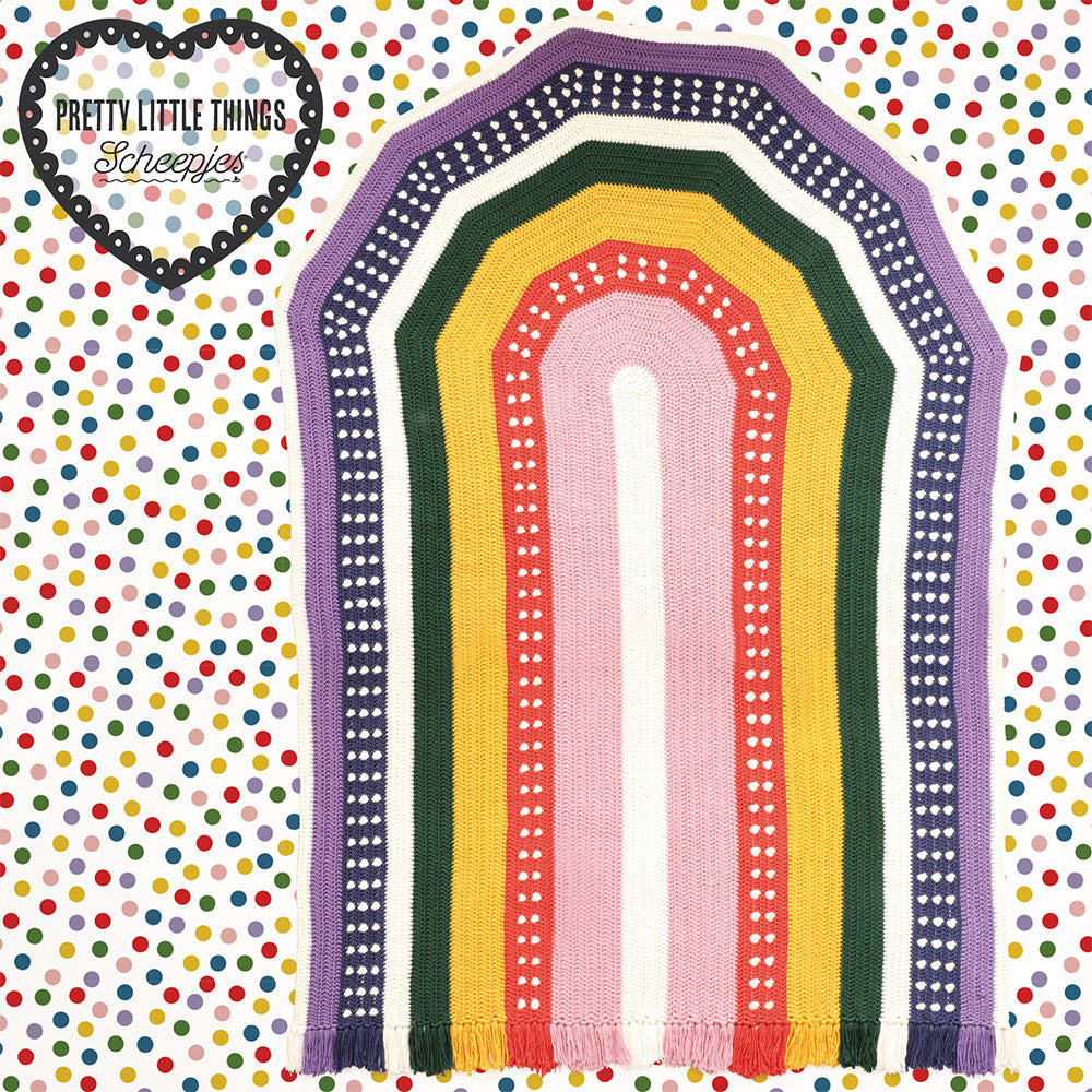 Octo rainbowblanket — gemaakt met Scheepjes Klein Maar Fijn Nr.06 Regenboog