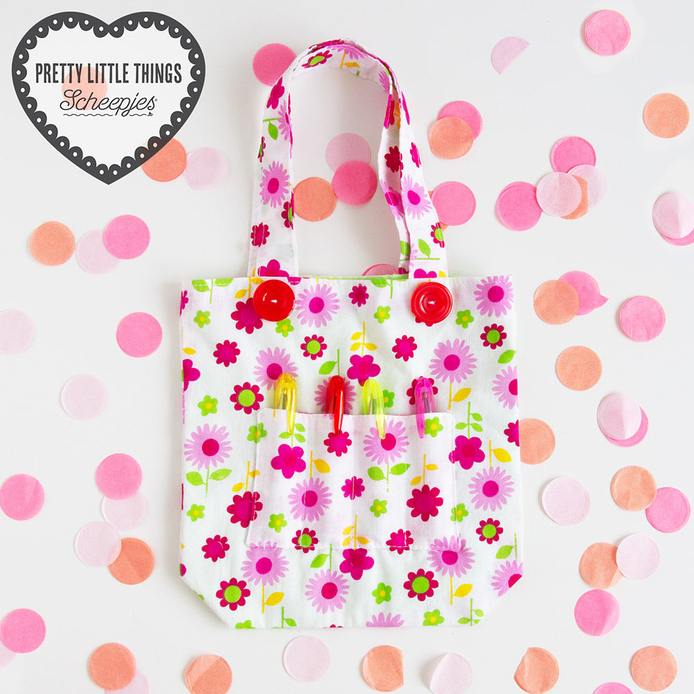 Trinket tote — gemaakt met Scheepjes Klein Maar Fijn Nr.15 Hoera
