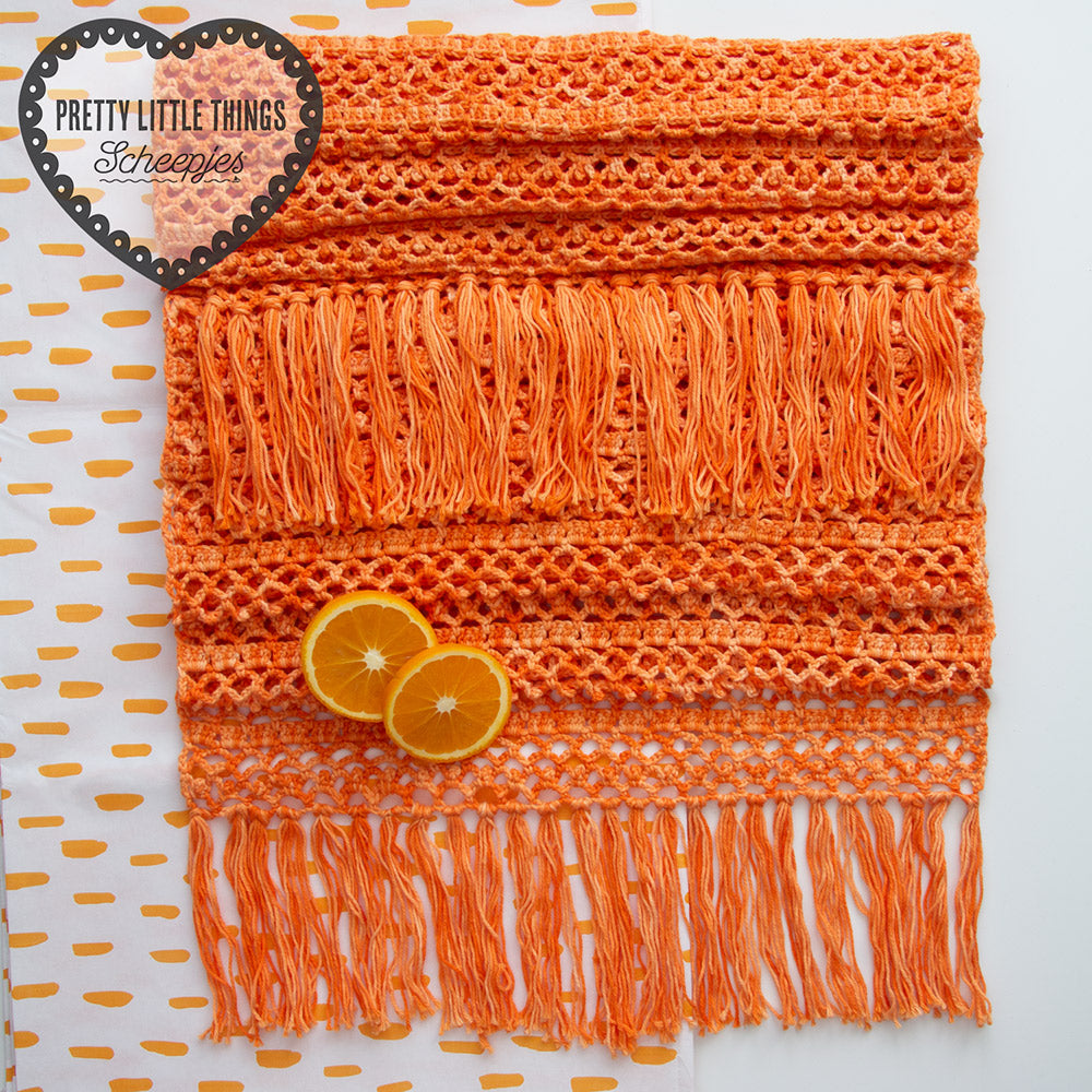 Zesty scarf — gemaakt met Scheepjes Klein Maar Fijn Nr.16 Oranje