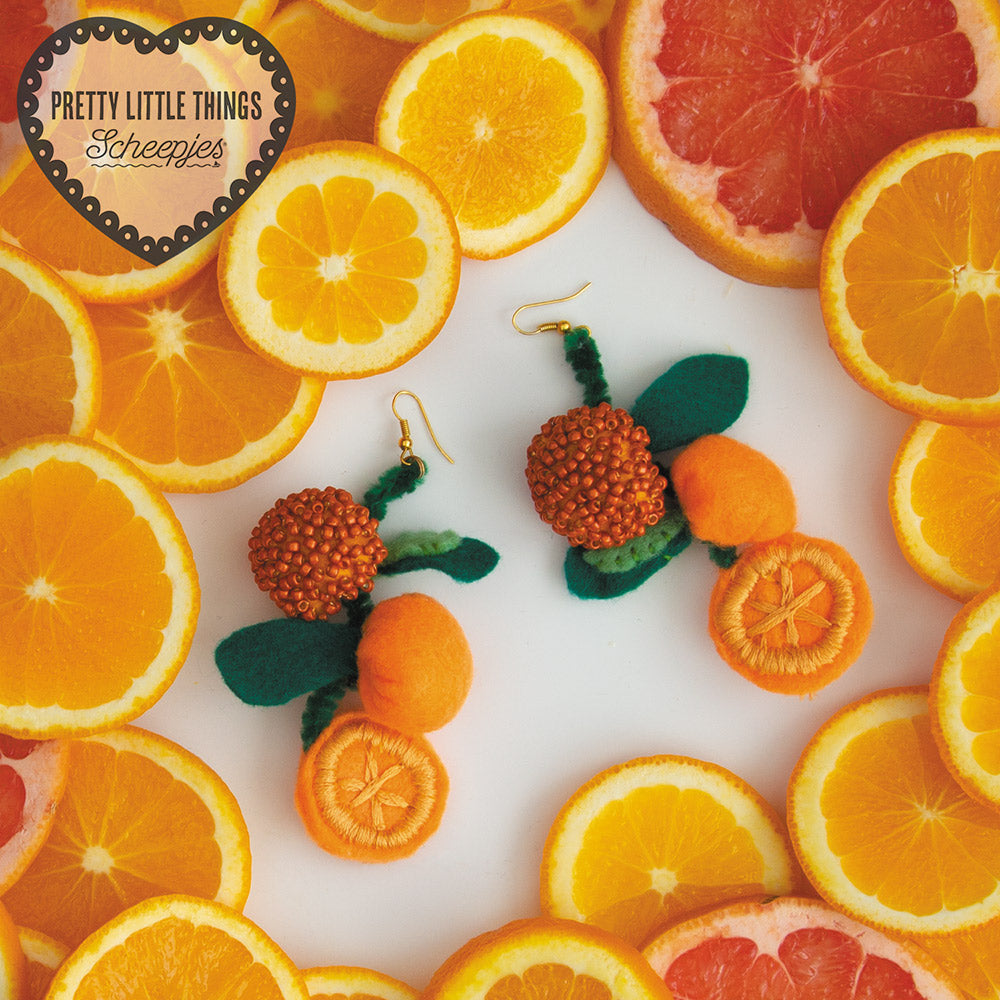 Fresh squeeze earrings — gemaakt met Scheepjes Klein Maar Fijn Nr.16 Oranje