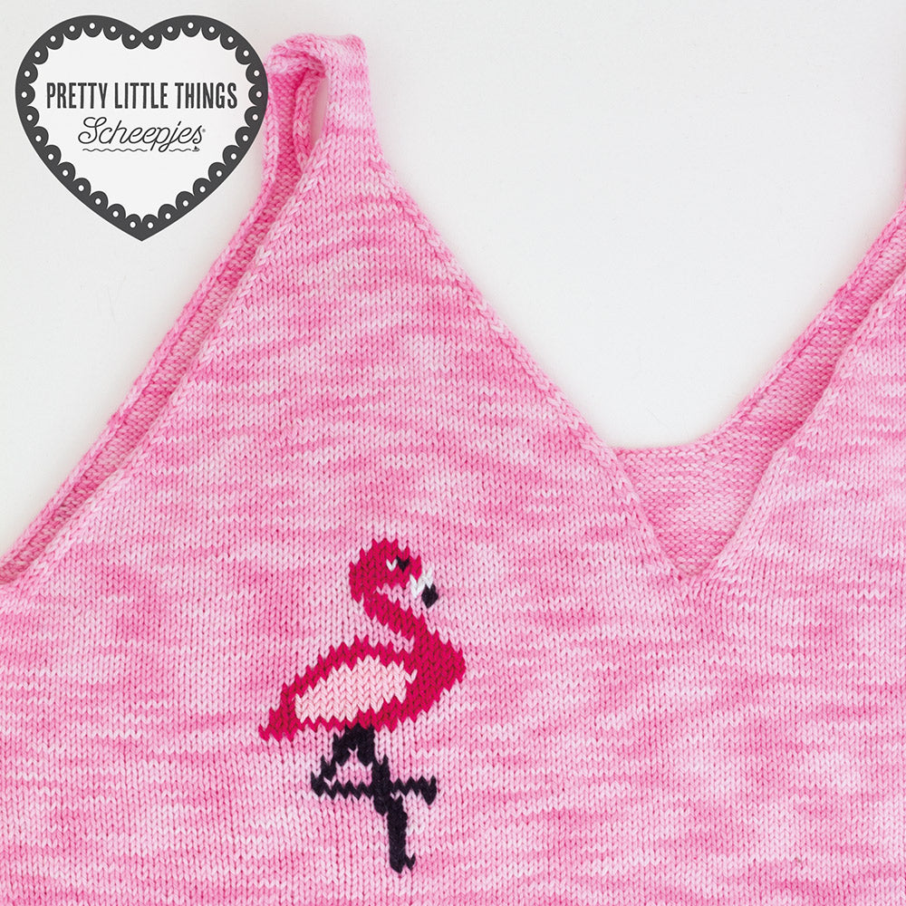 Flamingo top — gemaakt met Scheepjes Klein Maar Fijn Nr.17 Tropisch