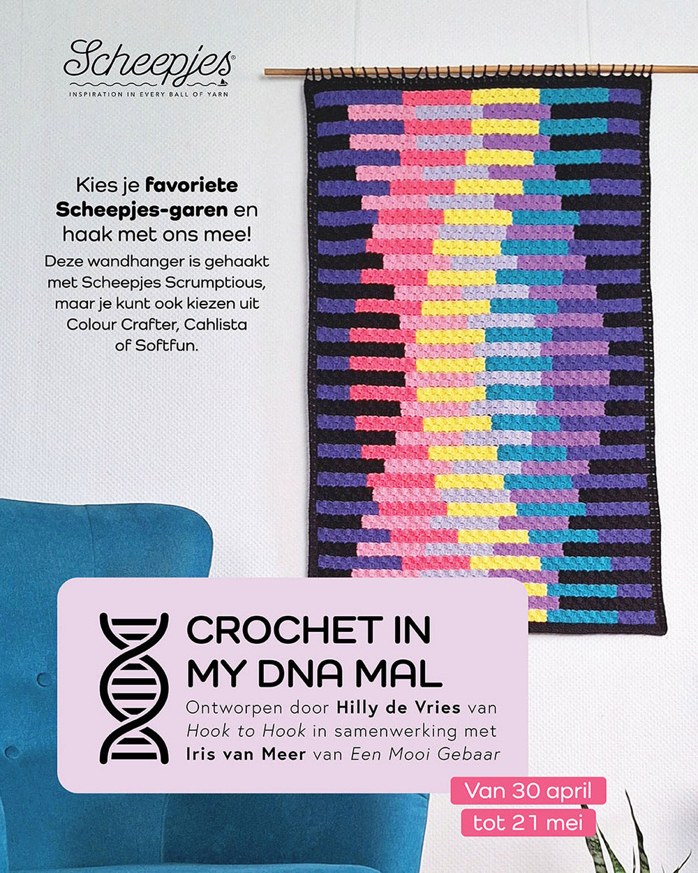 Mal dna launch nl — gemaakt met Scheepjes Make-A-Long project ‘Crochet In My DNA’