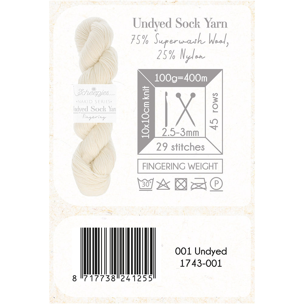 Scheepjes Nakid S. Undyed Sock Yarn Fingering