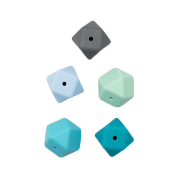 Durable Siliconen Hexagonkralen 5 stuks Blauw