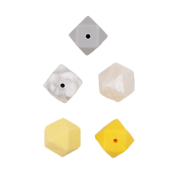 Durable Siliconen Hexagonkralen 5 stuks Geel